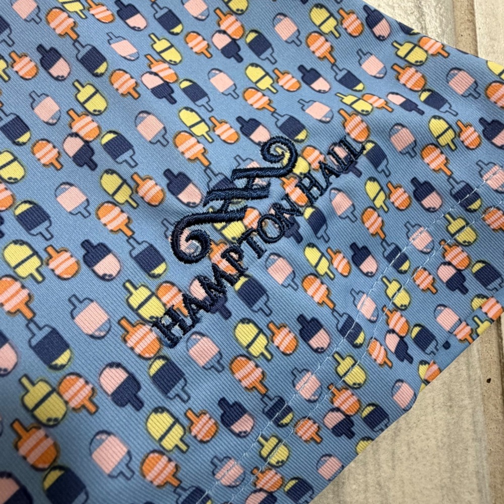 Turtleson Mens Blue Popsicle Print Performance Polo Shirt Hampton Hall Large L - Picture 3 of 7